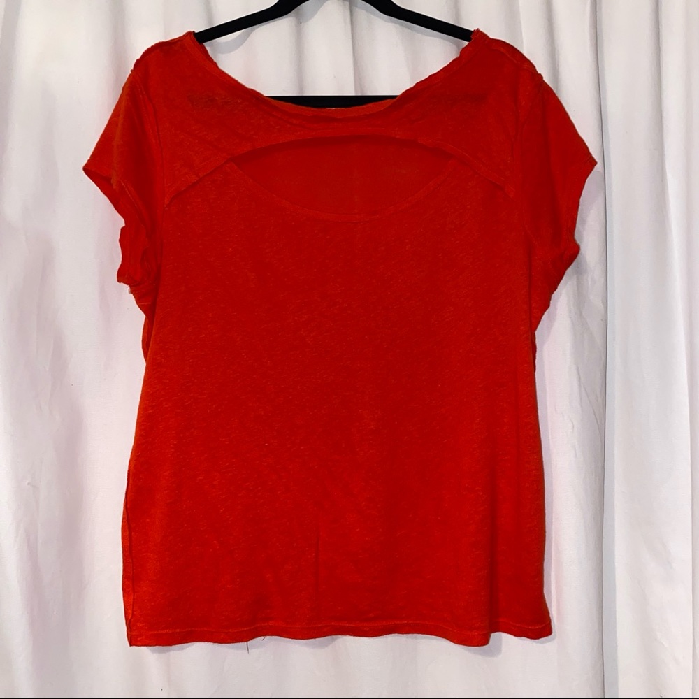 Free People Red Cutout Tee